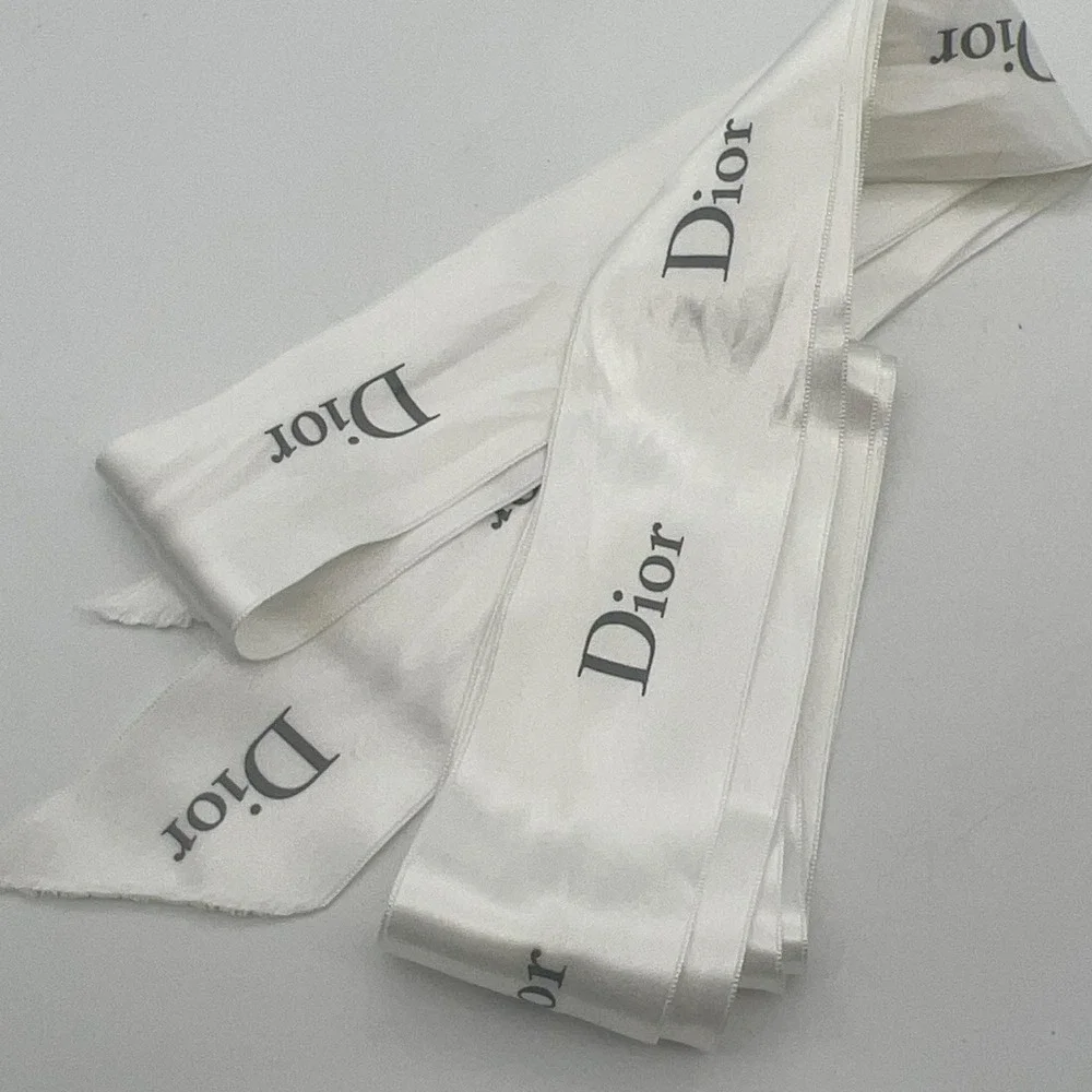Dior‎ White Satin Logo Ribbon 104 Inches Authentic Designer Gift Wrap Accessory